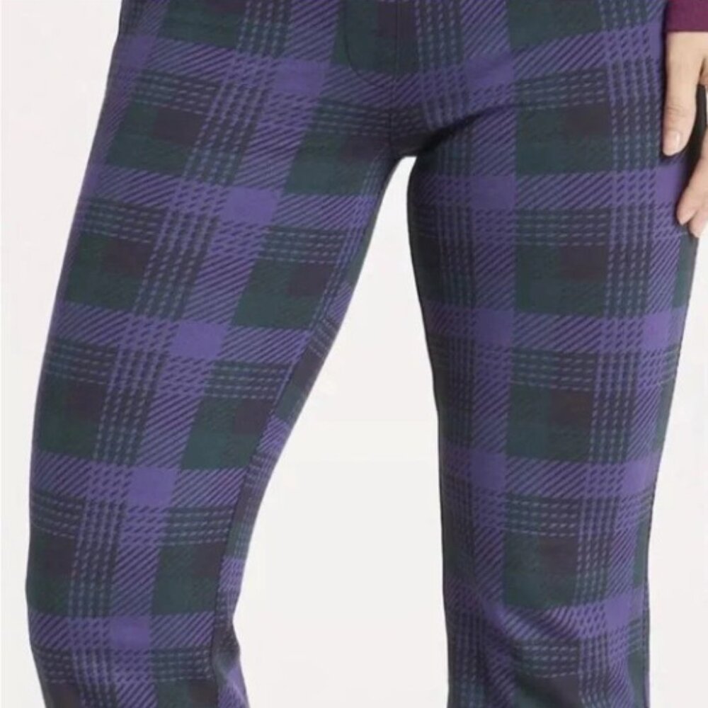 Betabrand Womens Journey Grape Check Skinny Leg Pants
